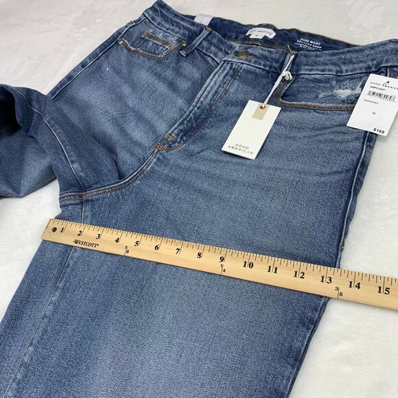 NWT Good American Good Waist Cropped Palazzo Jeans Womens 15 Wide Leg Stretch - Picture 12 of 16